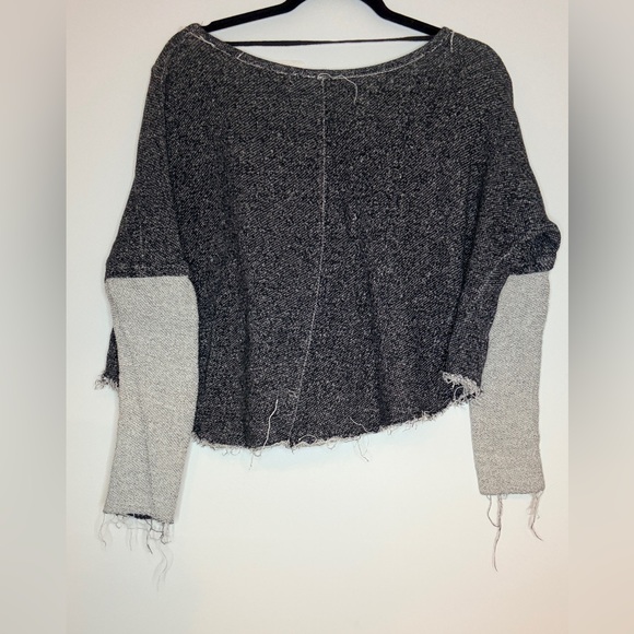 Free People Size XS Black and Gray Knit Sweatshirt with raw seams - Picture 3 of 4